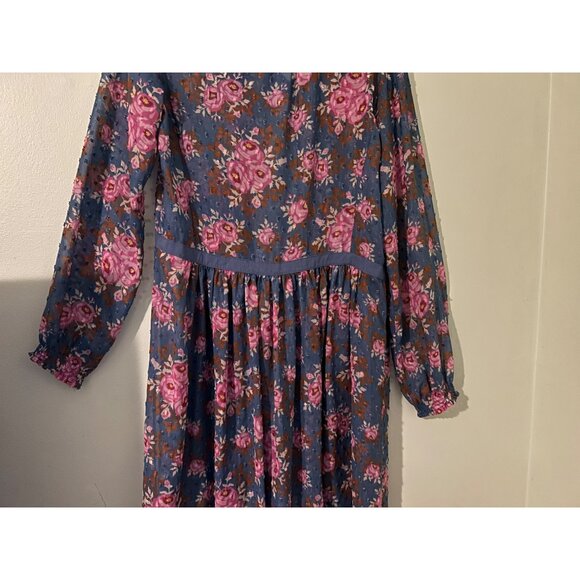 Matilda Jane Women’s Size XS Blue Pink Floral Midi Dress Indie Boho Peasant - Picture 14 of 15